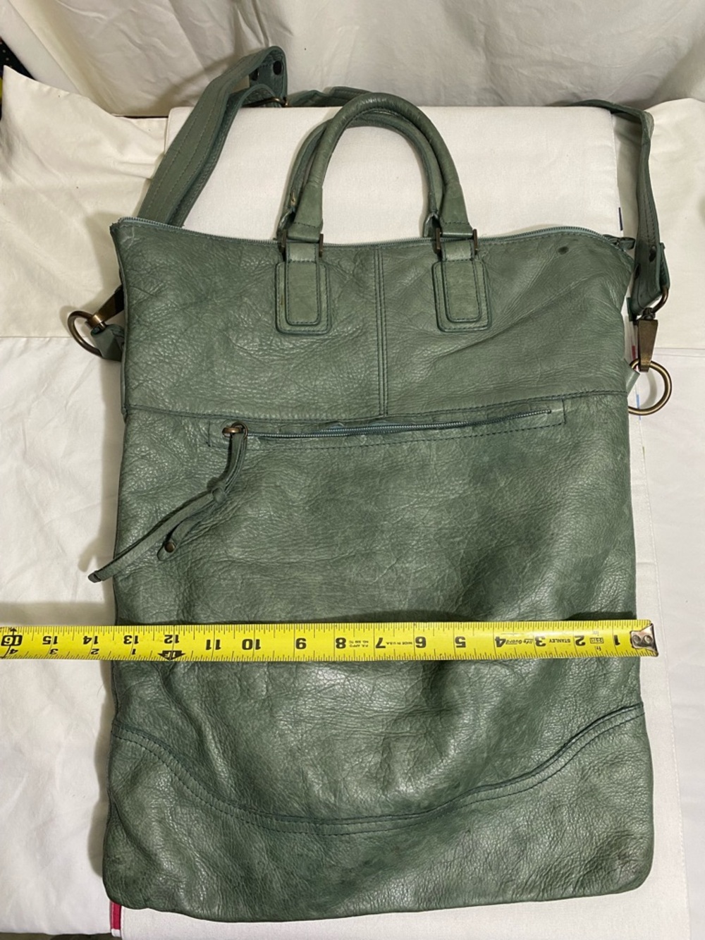 Maurizio Taiuti Sage Green Leather Crossbody Tote - Picture 8 of 15